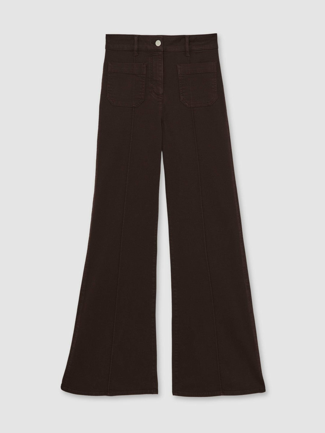 Petite Patch-Pocket Flared Jeans in Burgundy | Reiss Women New