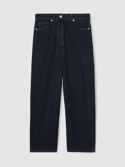 Petite Mid-Rise Straight-Leg Jeans in Dark Blue | Reiss Women Trending