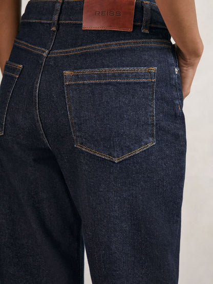 Petite Mid-Rise Straight-Leg Jeans in Dark Blue | Reiss Women Trending