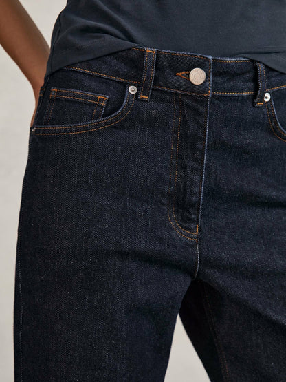 Petite Mid-Rise Straight-Leg Jeans in Dark Blue | Reiss Women Trending