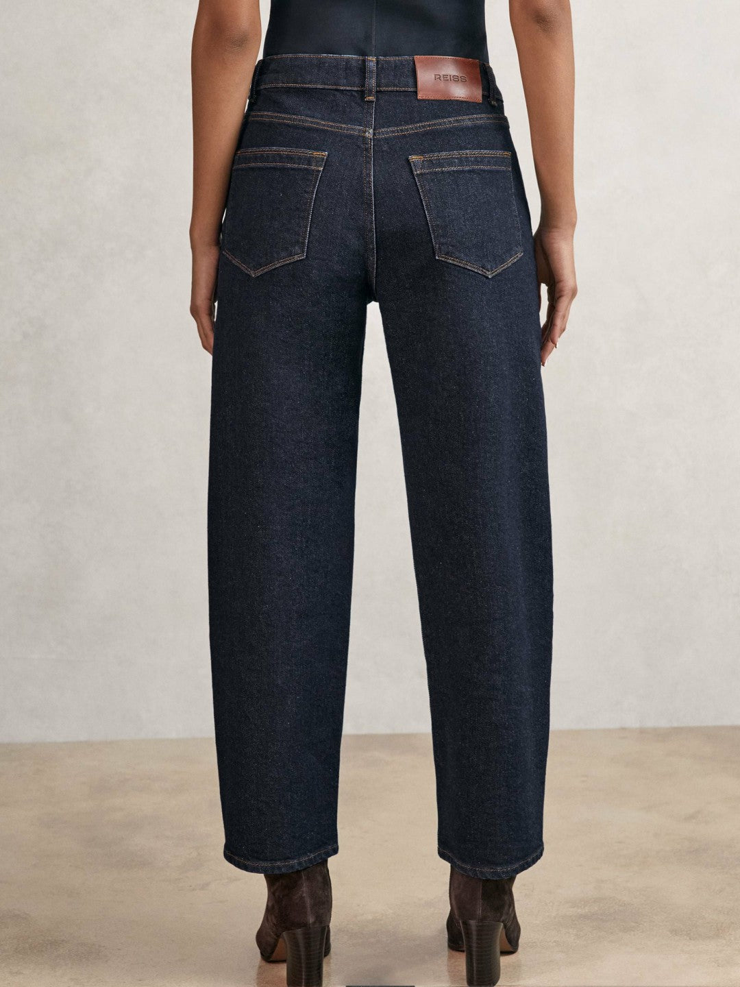 Petite Mid-Rise Straight-Leg Jeans in Dark Blue | Reiss Women Trending