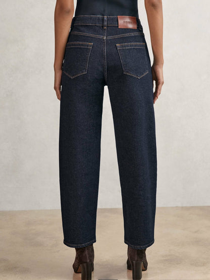 Petite Mid-Rise Straight-Leg Jeans in Dark Blue | Reiss Women Trending