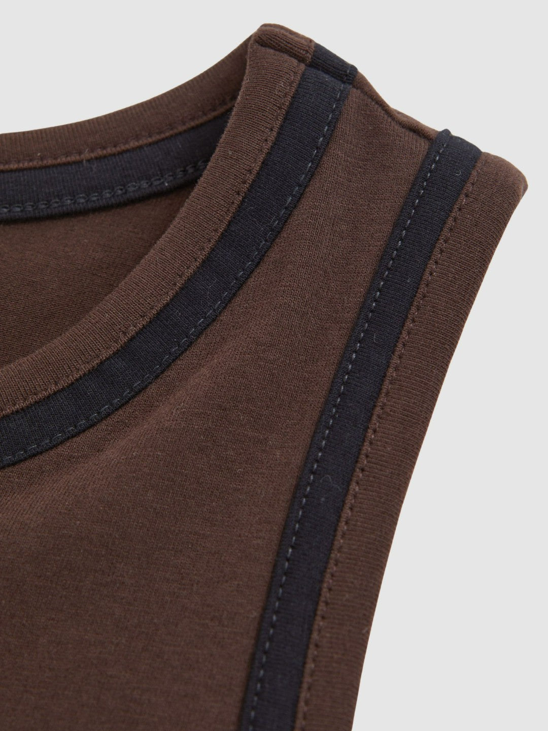 Stretch-Cotton Jersey Tipped Vest in Chocolate Brown/Black | Reiss Women Trending
