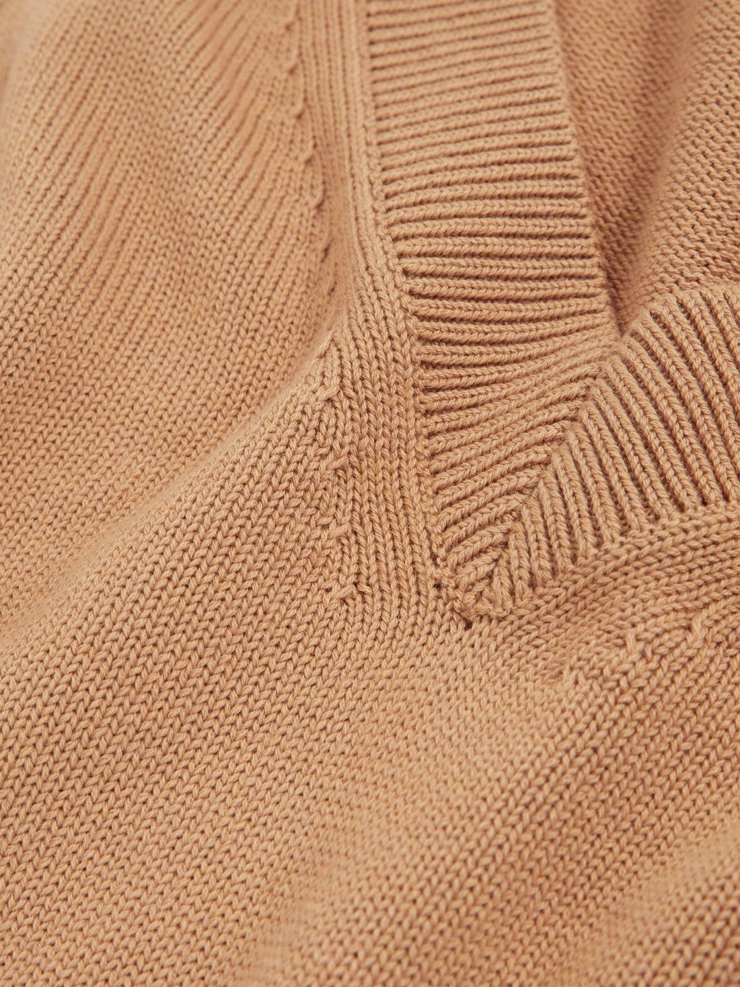 Cotton-Wool Knit V-Neck Top in Camel | Reiss Women Exclusive