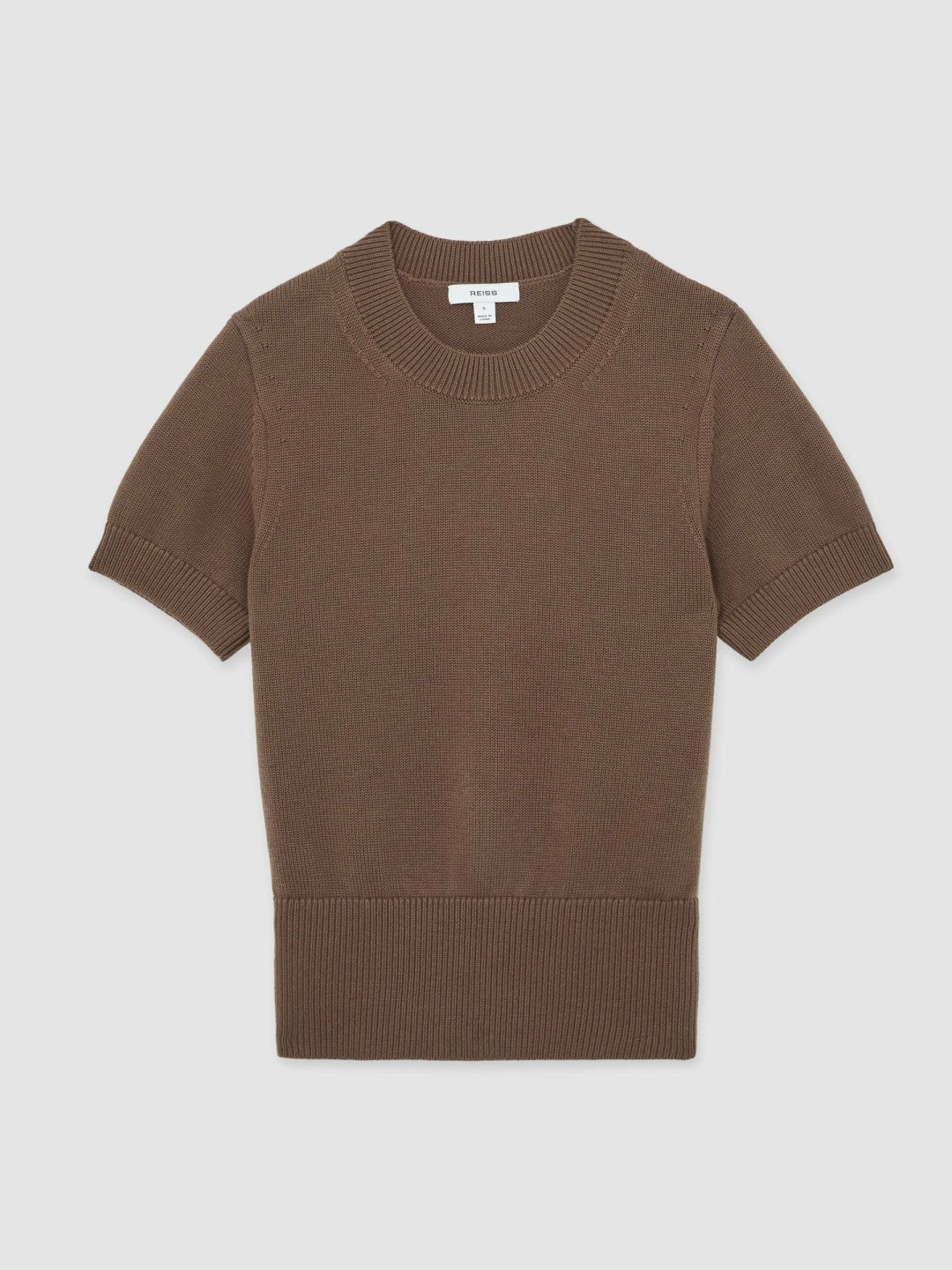 Cotton And Wool Crew-Neck Top in Brown | Reiss Women Popular