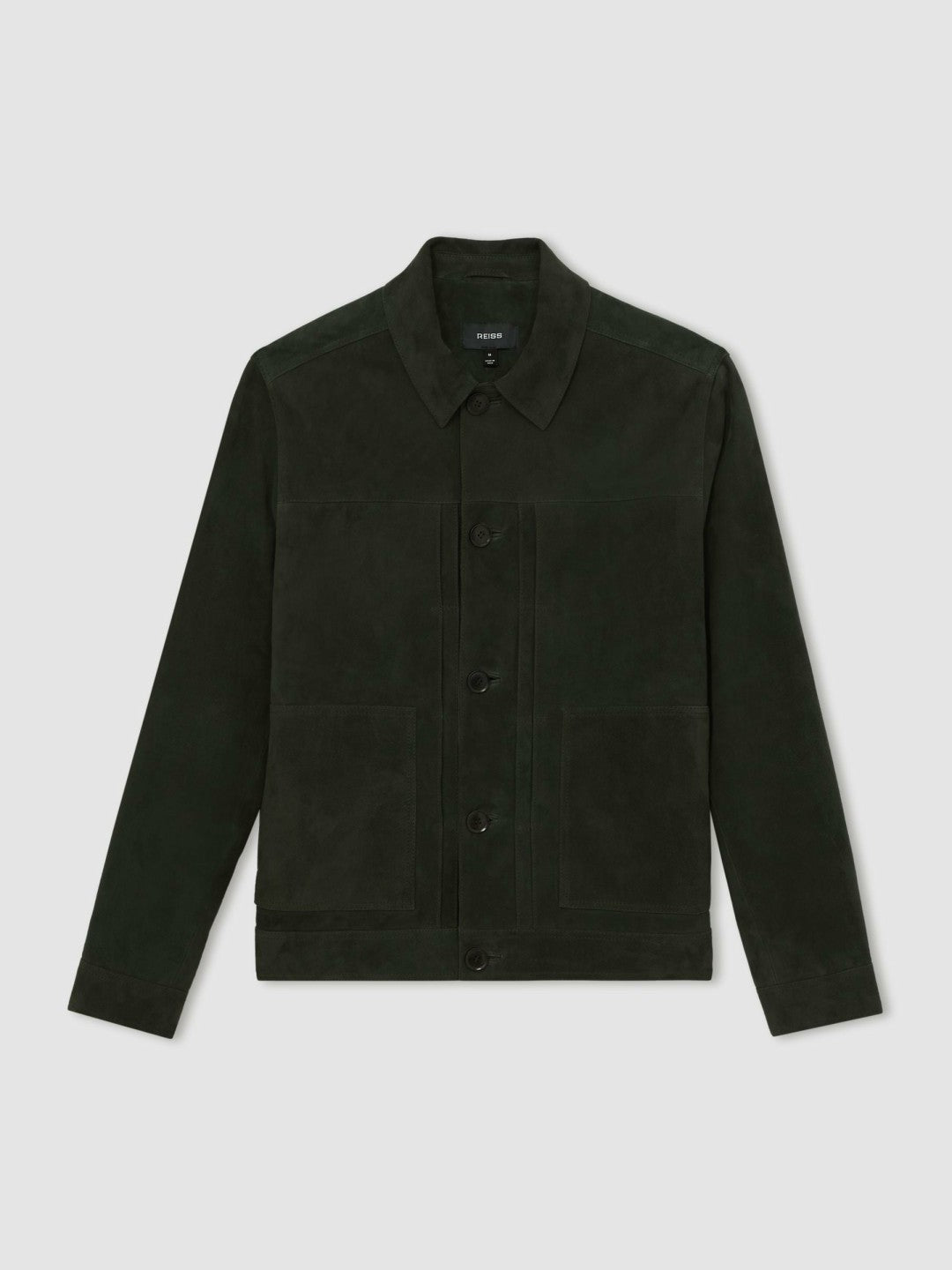 Suede Worker Jacket in Dark Green | Reiss Men Exclusive
