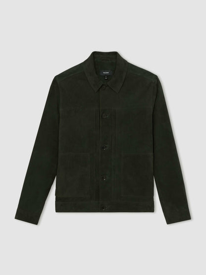Suede Worker Jacket in Dark Green | Reiss Men Exclusive