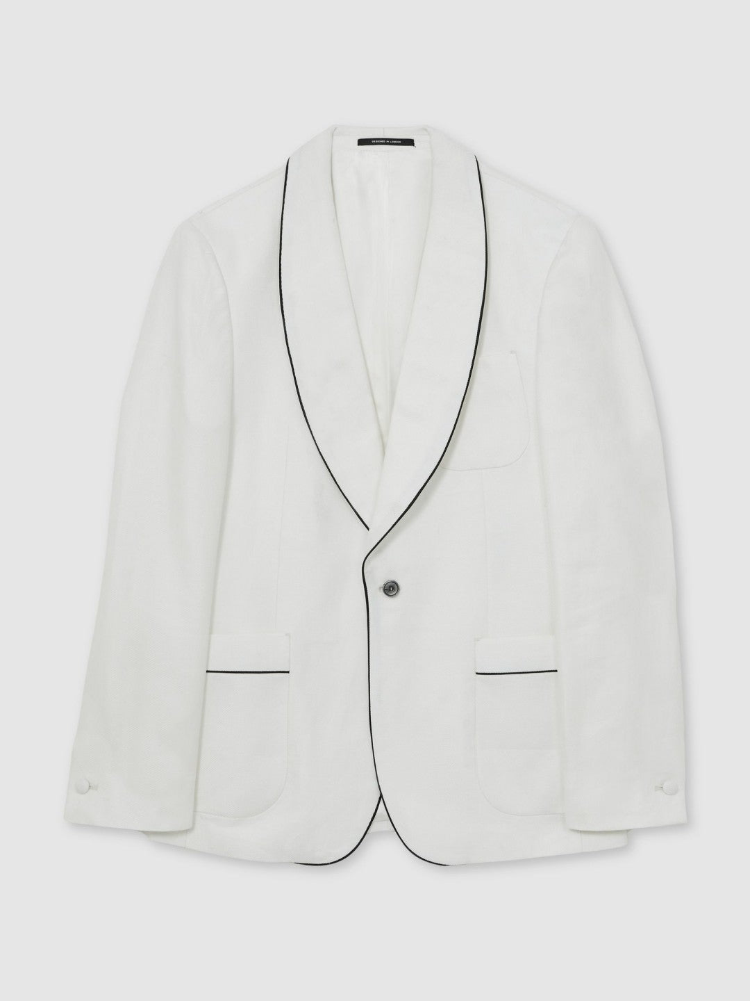 Single-Breasted Blazer with Linen in Ivory White | Reiss Men Best Seller