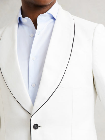 Single-Breasted Blazer with Linen in Ivory White | Reiss Men Best Seller