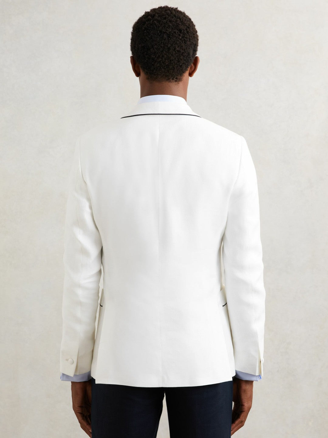 Single-Breasted Blazer with Linen in Ivory White | Reiss Men Best Seller