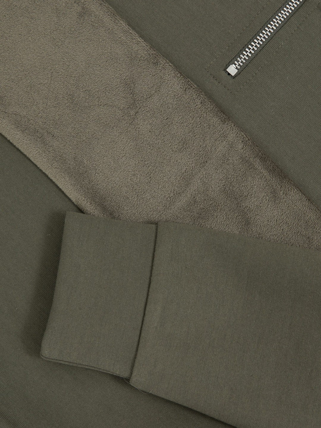 13-14 yrs Slim Fit Half-Zip Funnel Neck Velour Sweatshirt in Dark Sage Green | Reiss Children & Baby Featured