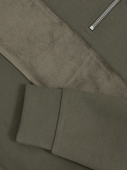 13-14 yrs Slim Fit Half-Zip Funnel Neck Velour Sweatshirt in Dark Sage Green | Reiss Children & Baby Featured