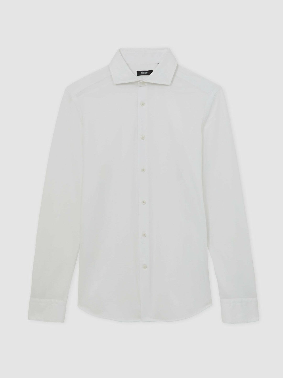 Cotton-Blend Jersey Cutaway-Collar Shirt in White | Reiss Men Signature