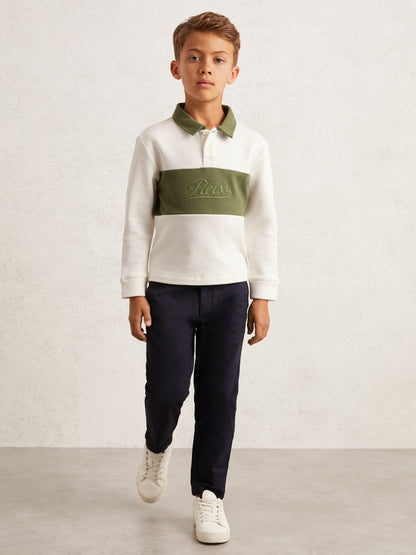 3-9 yrs Cotton Logo-Embroidery Rugby Polo Shirt in Forset Green/White | Reiss Children & Baby Best Seller