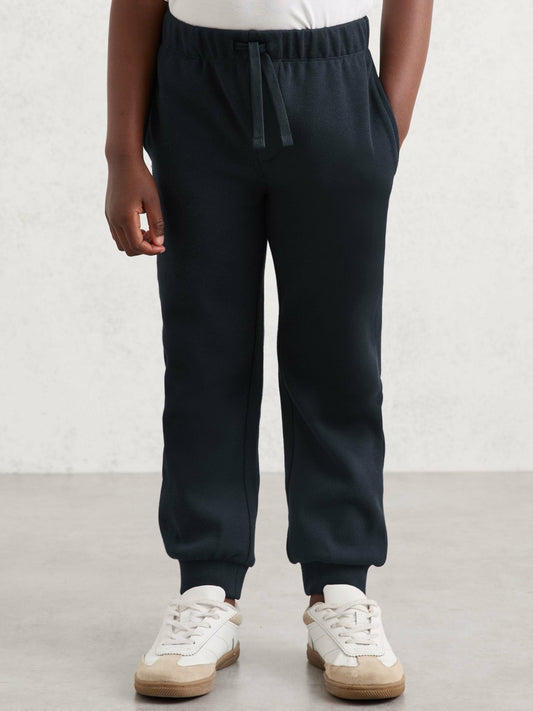 Cotton-Blend Textured Cuffed Joggers in Navy | Reiss Children & Baby Recommended