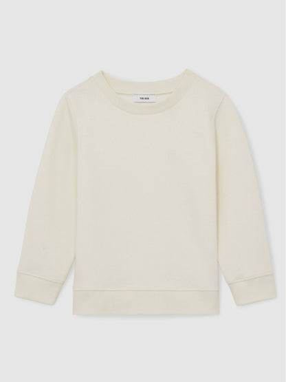 9-13 yrs Cotton-Blend Textured Sweatshirt in Off White | Reiss Children & Baby Popular