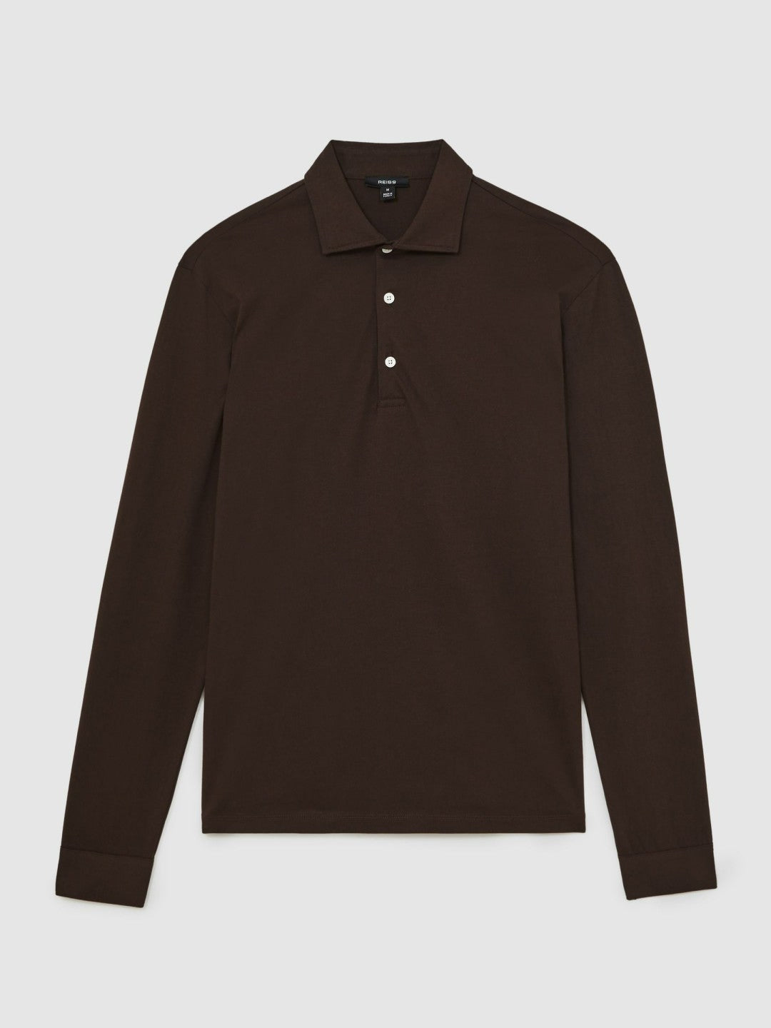 Cotton-Jersey Long Sleeve Polo Shirt in Brown | Reiss Men Recommended
