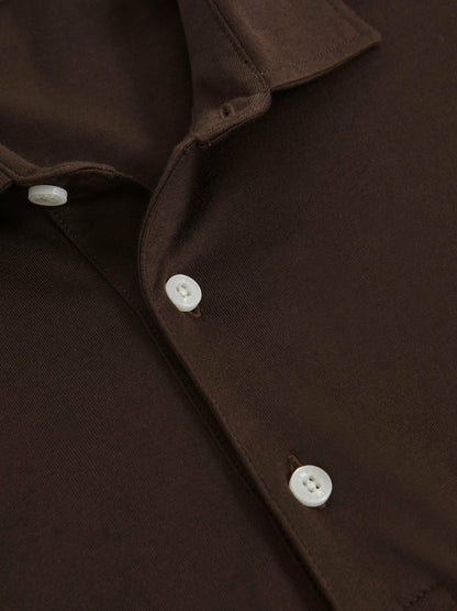 Cotton-Jersey Long Sleeve Polo Shirt in Brown | Reiss Men Recommended