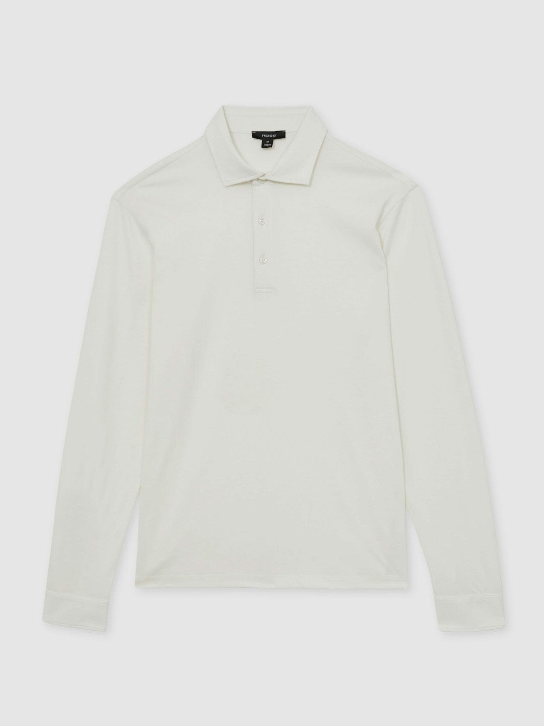 Cotton-Jersey Long Sleeve Polo Shirt in White | Reiss Men Premium