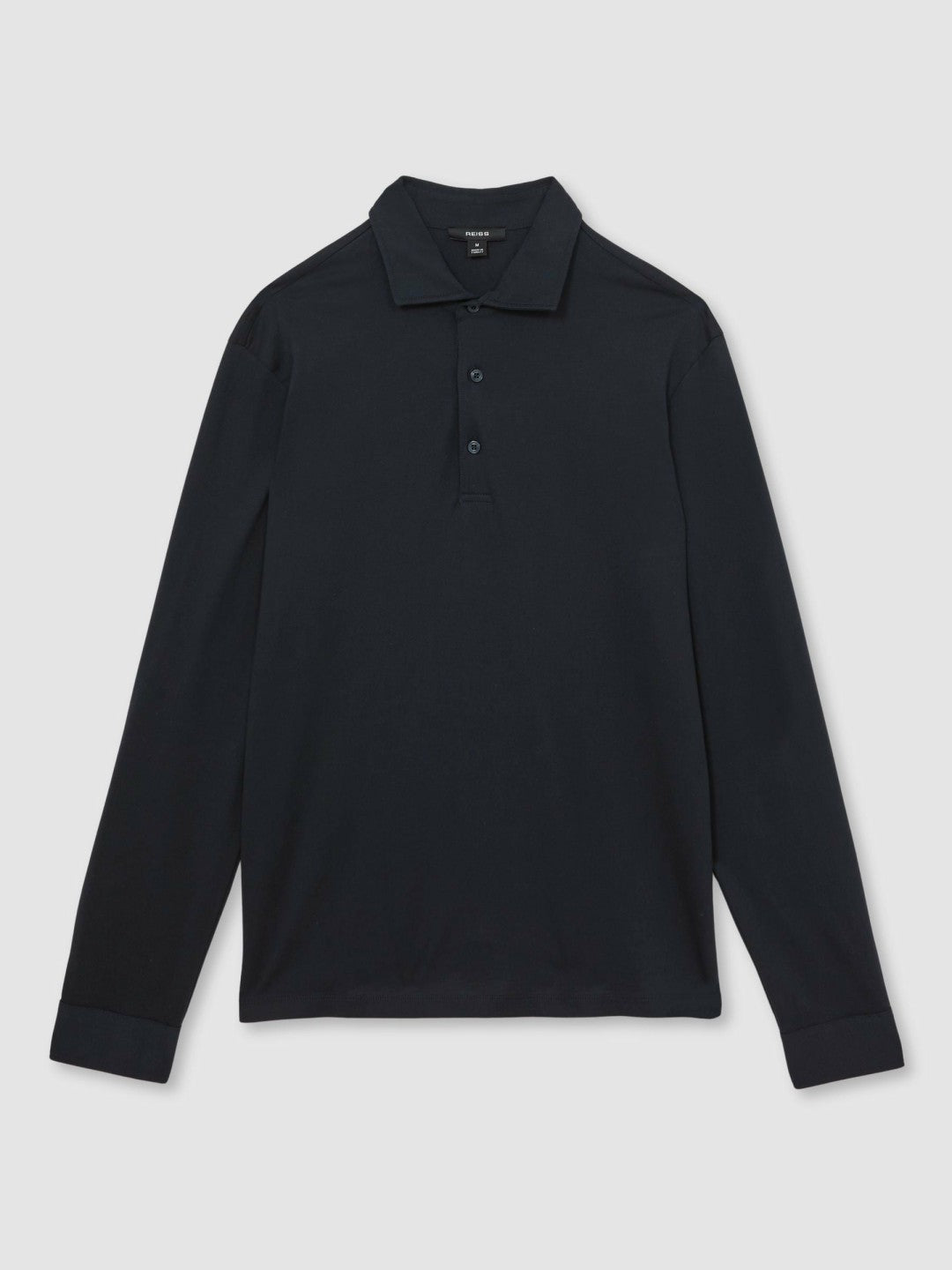 Cotton-Jersey Long Sleeve Polo Shirt in Navy | Reiss Men Recommended