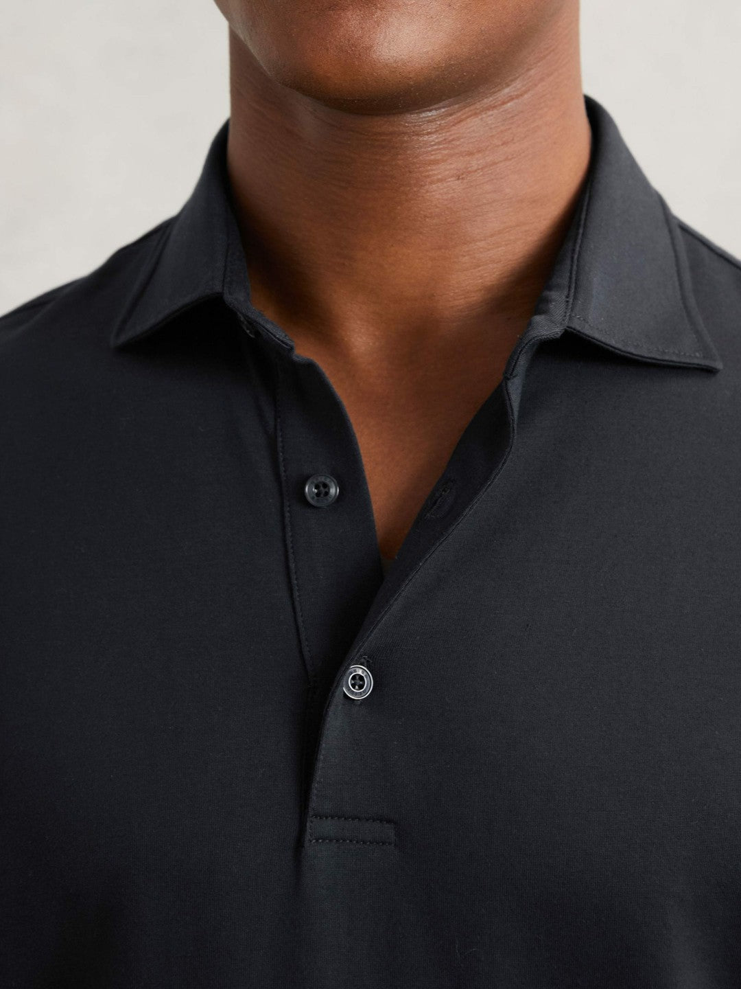Cotton-Jersey Long Sleeve Polo Shirt in Navy | Reiss Men Recommended