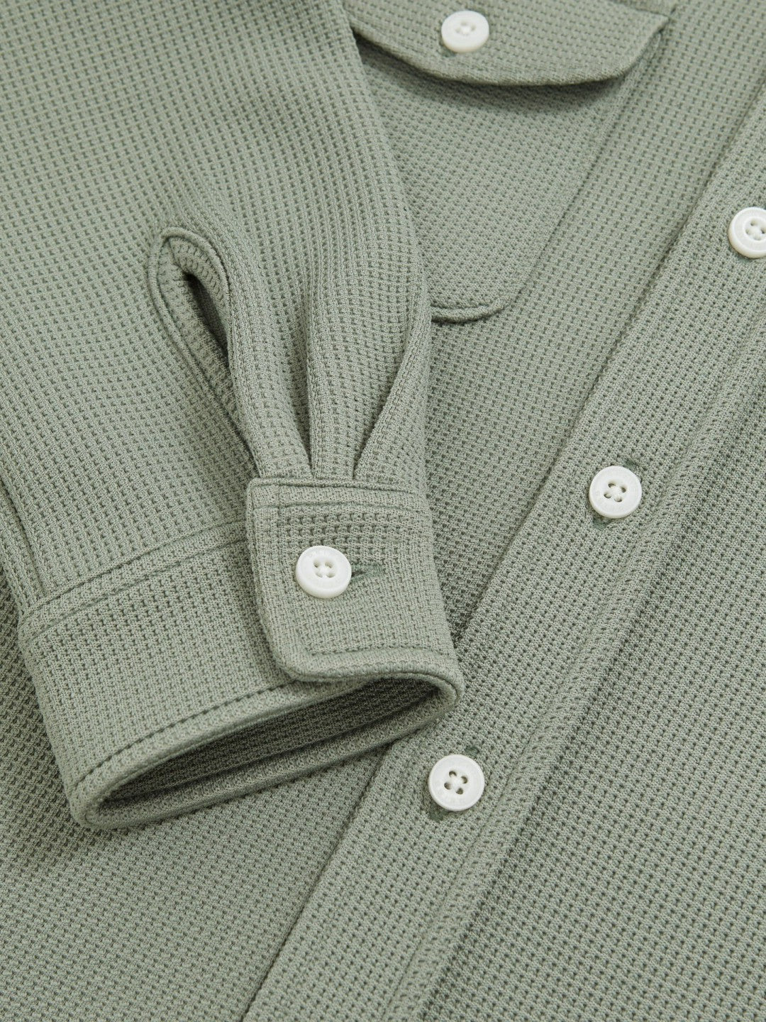 3-9 yrs Waffle-Textured Twin-Pocket Overshirt in Sage | Reiss Children & Baby Signature