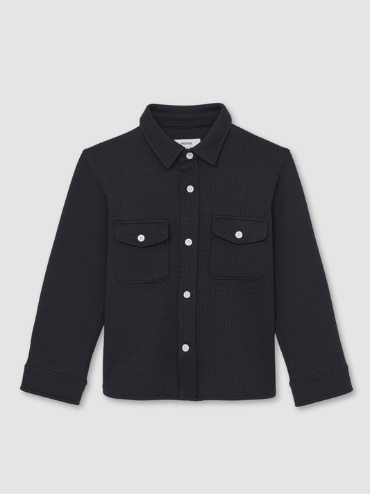 13-14 yrs Waffle-Textured Twin-Pocket Overshirt in Navy | Reiss Children & Baby Best Seller