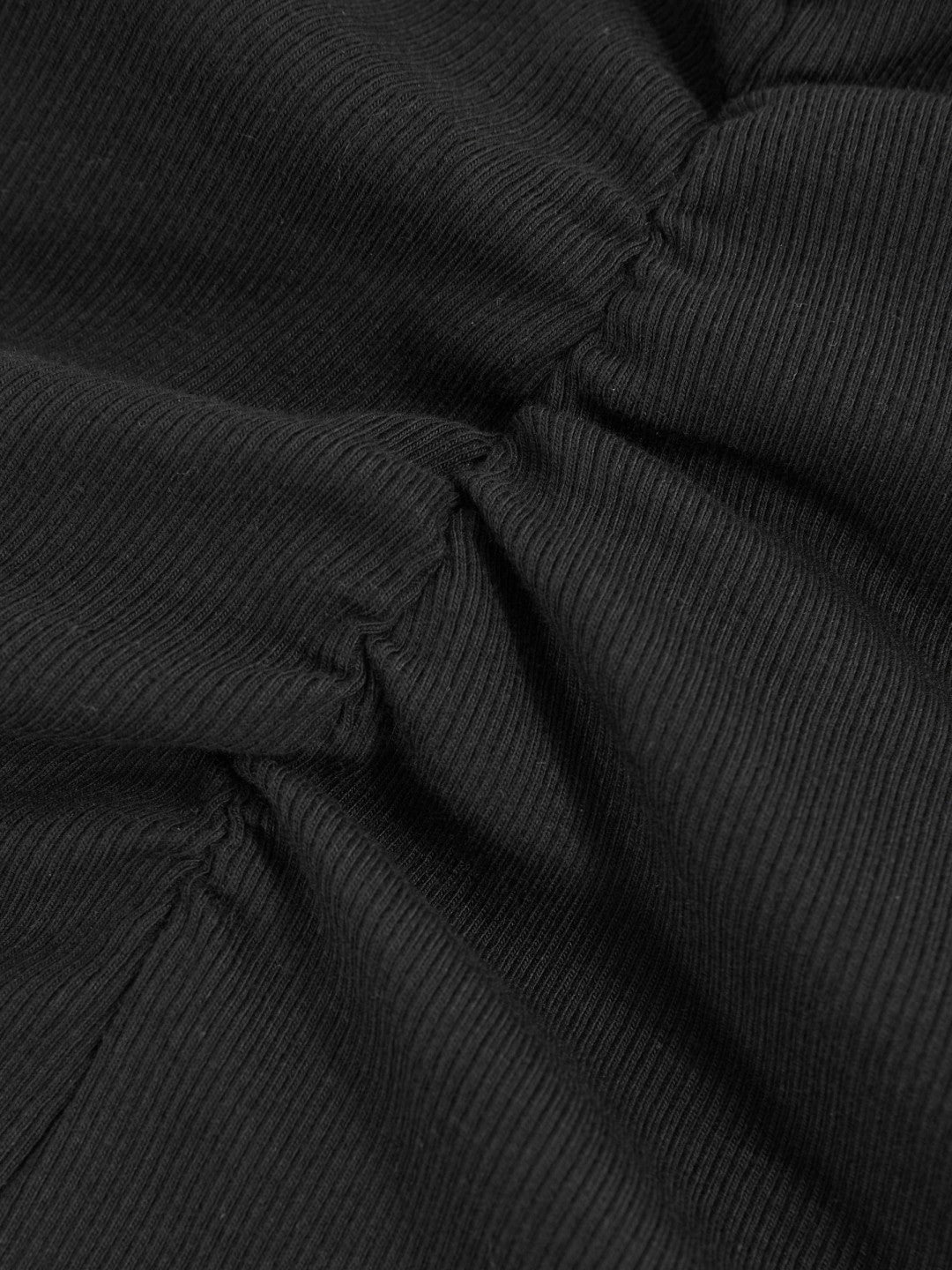 Cotton Long-Sleeve Ruched T-Shirt with Stretch in Black | Reiss Women Exclusive