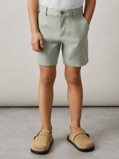 3-9 yrs Cotton Chino Shorts with Stretch in Pistachio | Reiss Children & Baby Featured