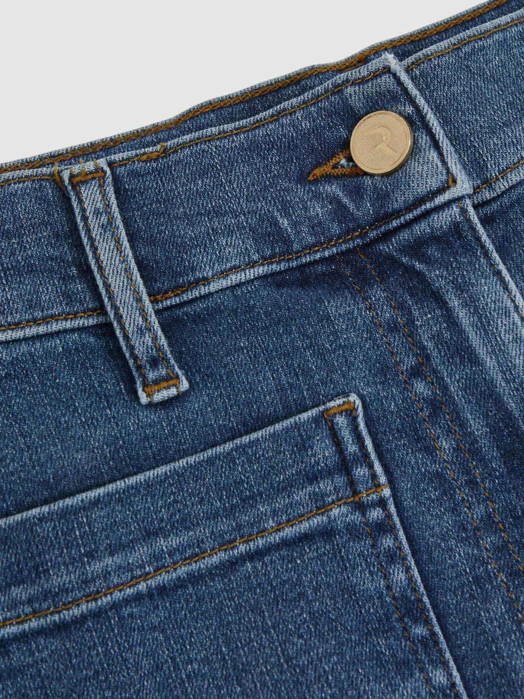 Petite Patch Pocket Wide Leg Jeans in Mid Blue | Reiss Women Popular
