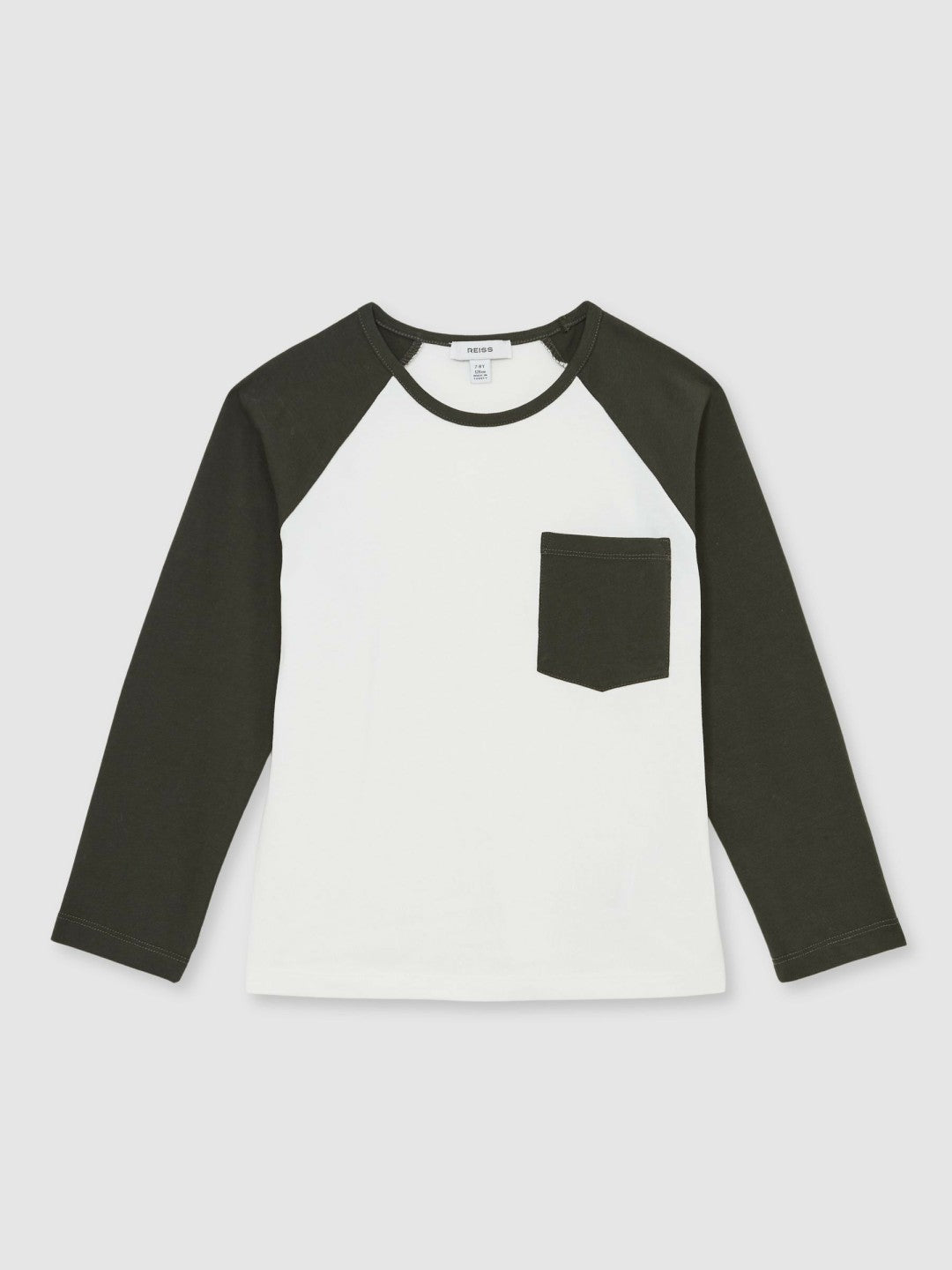 9-13 yrs Cotton Colour-Block Long-Sleeve T-Shirt in Green | Reiss Children & Baby Signature